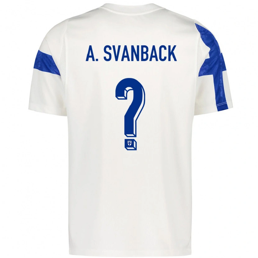 Danxen Män Finland Adrian Svanbäck #0 Vit Blå Hemmatröja Matchtröjor 26-28 Tröjor T-Tröja
