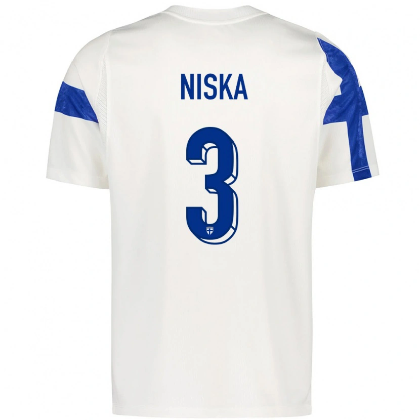 Danxen Män Finland Jussi Niska #3 Vit Blå Hemmatröja Matchtröjor 26-28 Tröjor T-Tröja