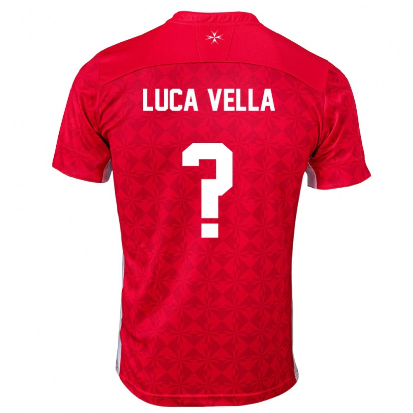 Danxen Män Malta Luca Vella #0 Röd Vit Hemmatröja Matchtröjor 26-28 Tröjor T-Tröja