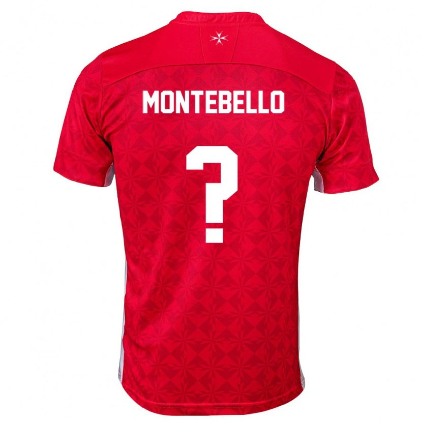 Danxen Män Malta Isaac Montebello #0 Röd Vit Hemmatröja Matchtröjor 26-28 Tröjor T-Tröja