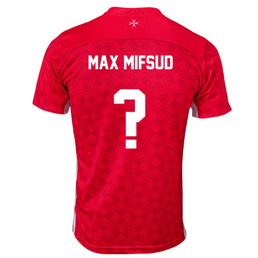 Danxen Män Malta Max Mifsud #0 Röd Vit Hemmatröja Matchtröjor 26-28 Tröjor T-Tröja
