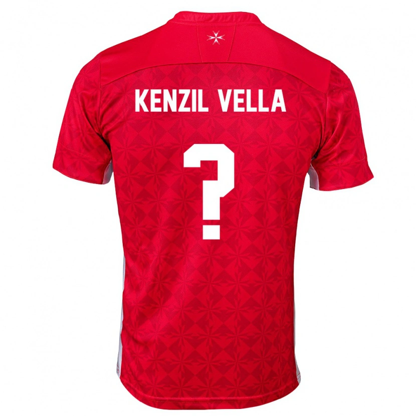 Danxen Män Malta Kenzil Vella #0 Röd Vit Hemmatröja Matchtröjor 26-28 Tröjor T-Tröja