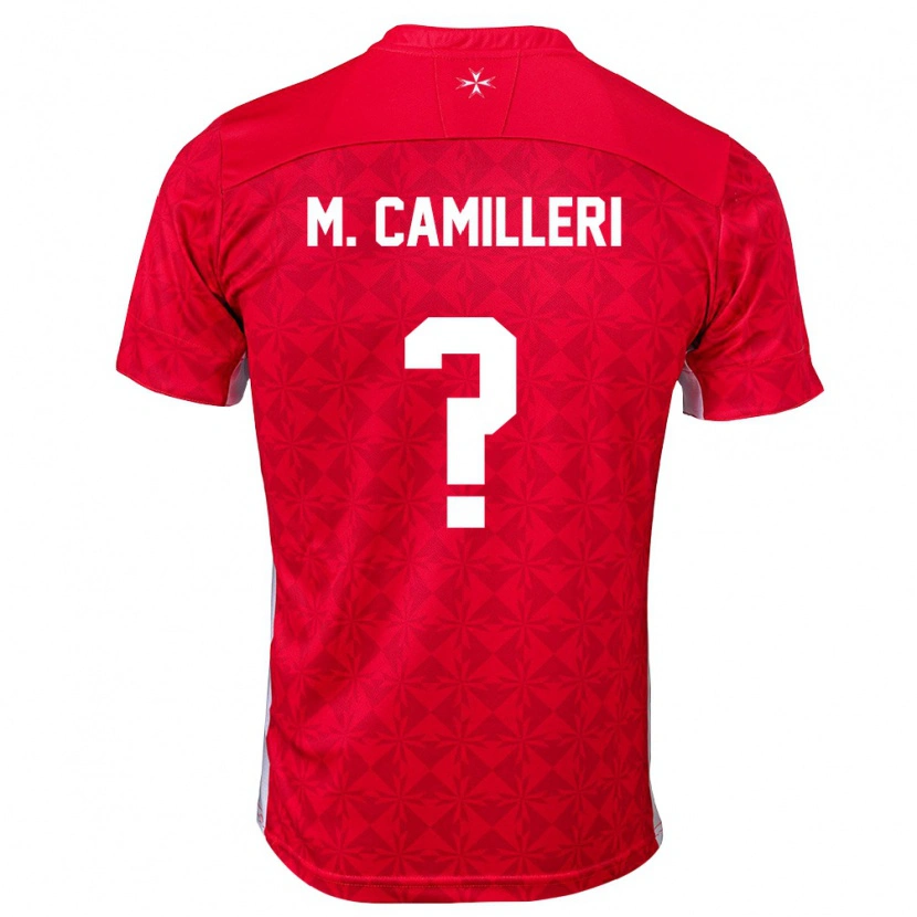 Danxen Män Malta Miguel Camilleri #0 Röd Vit Hemmatröja Matchtröjor 26-28 Tröjor T-Tröja