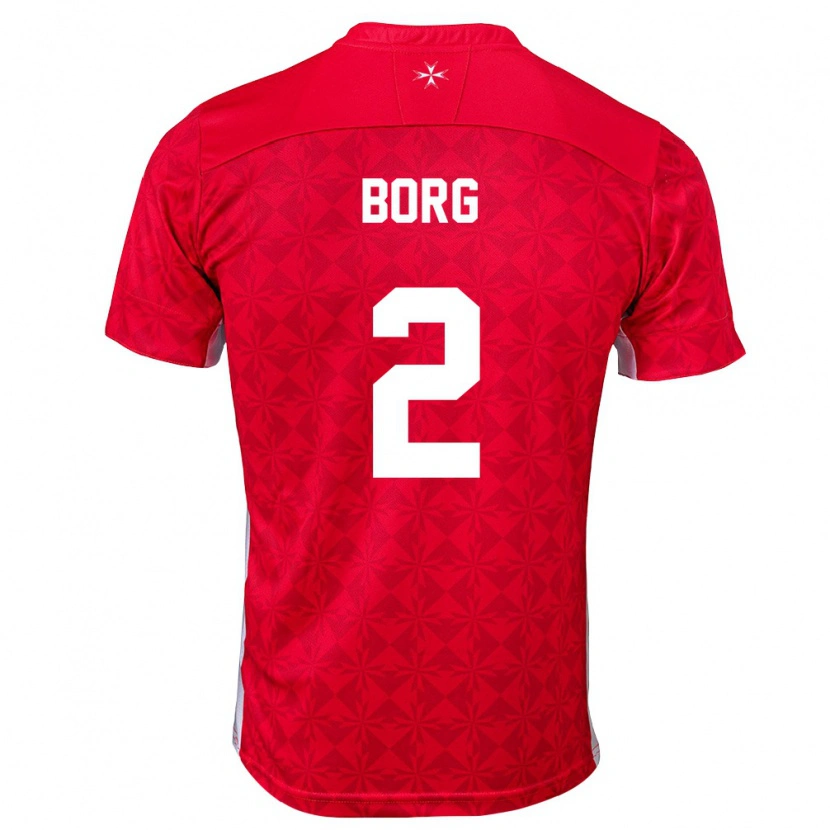 Danxen Män Malta Jean Borg #2 Röd Vit Hemmatröja Matchtröjor 26-28 Tröjor T-Tröja