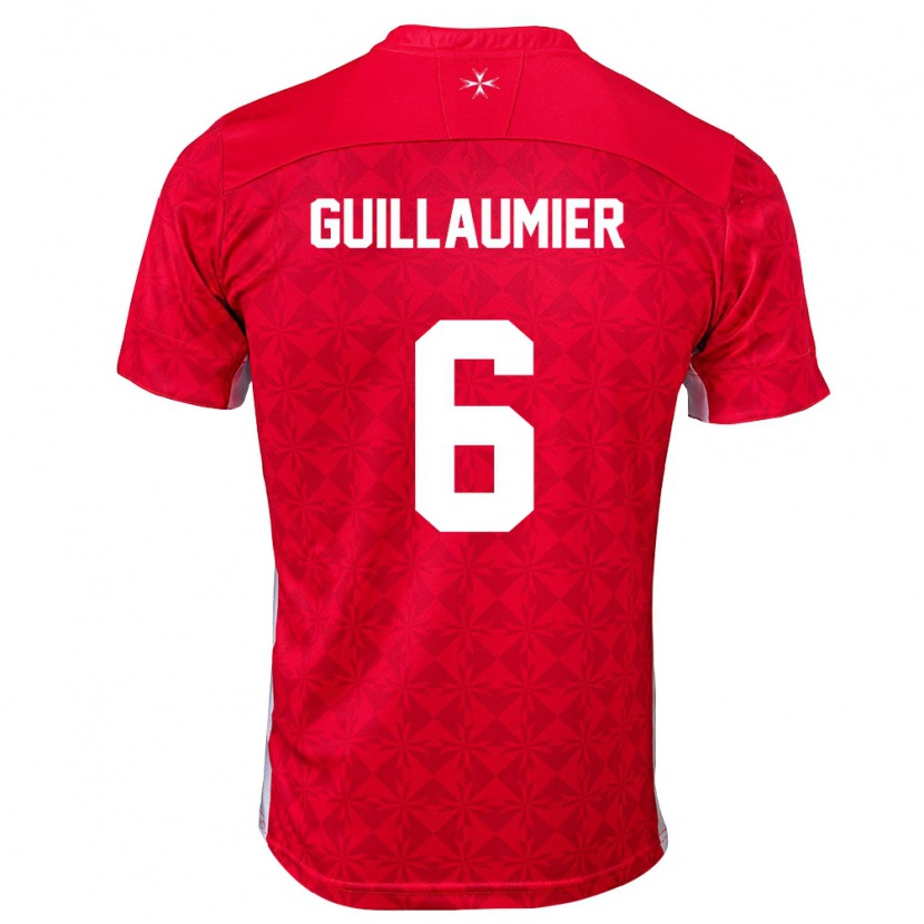 Danxen Män Malta Matthew Guillaumier #6 Röd Vit Hemmatröja Matchtröjor 26-28 Tröjor T-Tröja