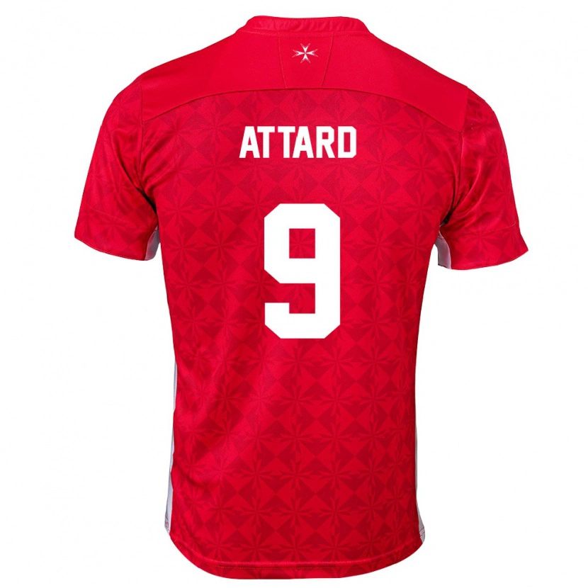 Danxen Män Malta Denzel Attard #9 Röd Vit Hemmatröja Matchtröjor 26-28 Tröjor T-Tröja