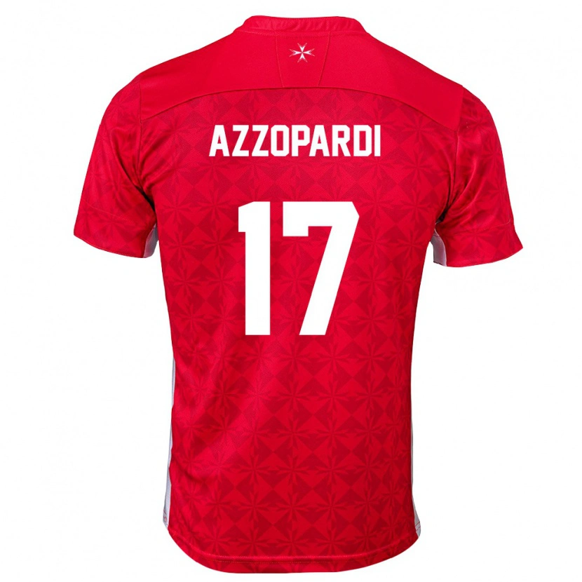 Danxen Män Malta Jake Azzopardi #17 Röd Vit Hemmatröja Matchtröjor 26-28 Tröjor T-Tröja