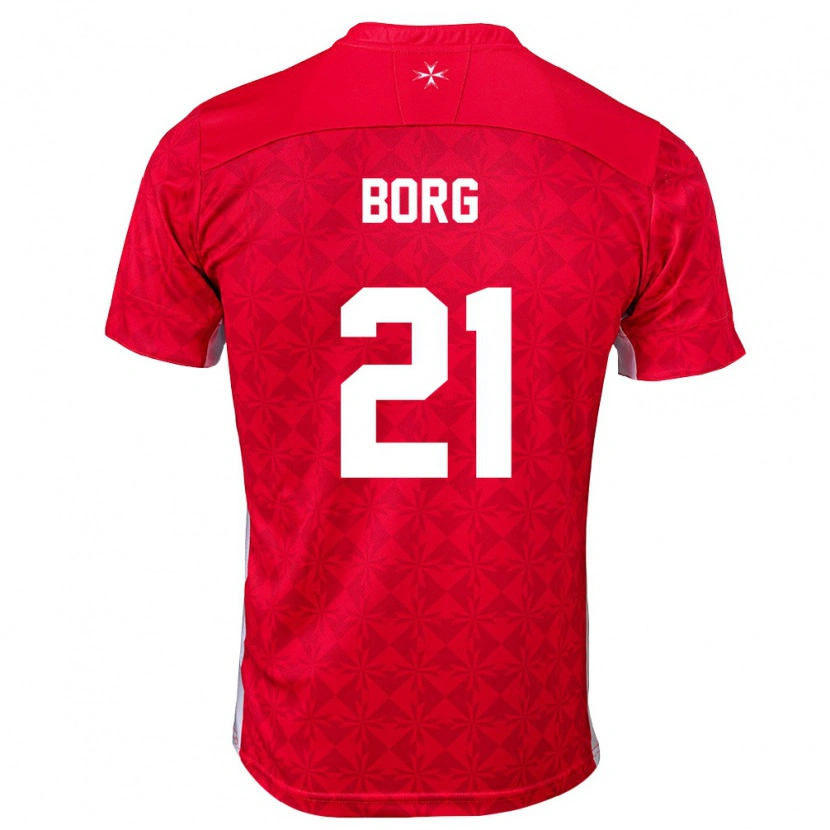 Danxen Män Malta Jean Borg #21 Röd Vit Hemmatröja Matchtröjor 26-28 Tröjor T-Tröja