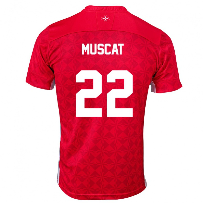 Danxen Män Malta Zach Muscat #22 Röd Vit Hemmatröja Matchtröjor 26-28 Tröjor T-Tröja