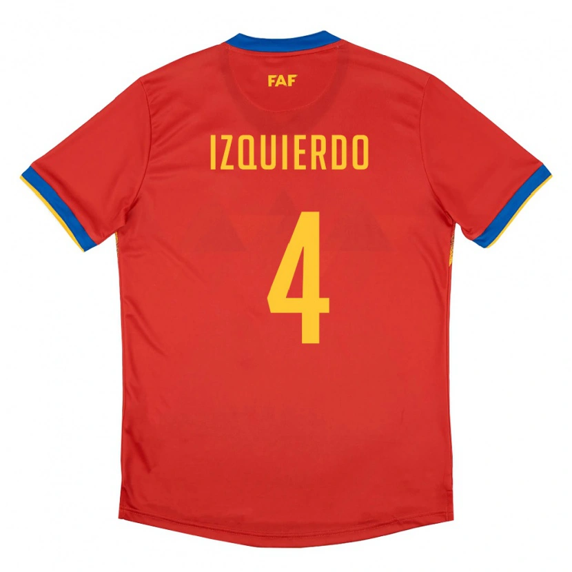 Danxen Män Andorra Eric Izquierdo #4 Röd Blå Gul Hemmatröja Matchtröjor 26-28 Tröjor T-Tröja