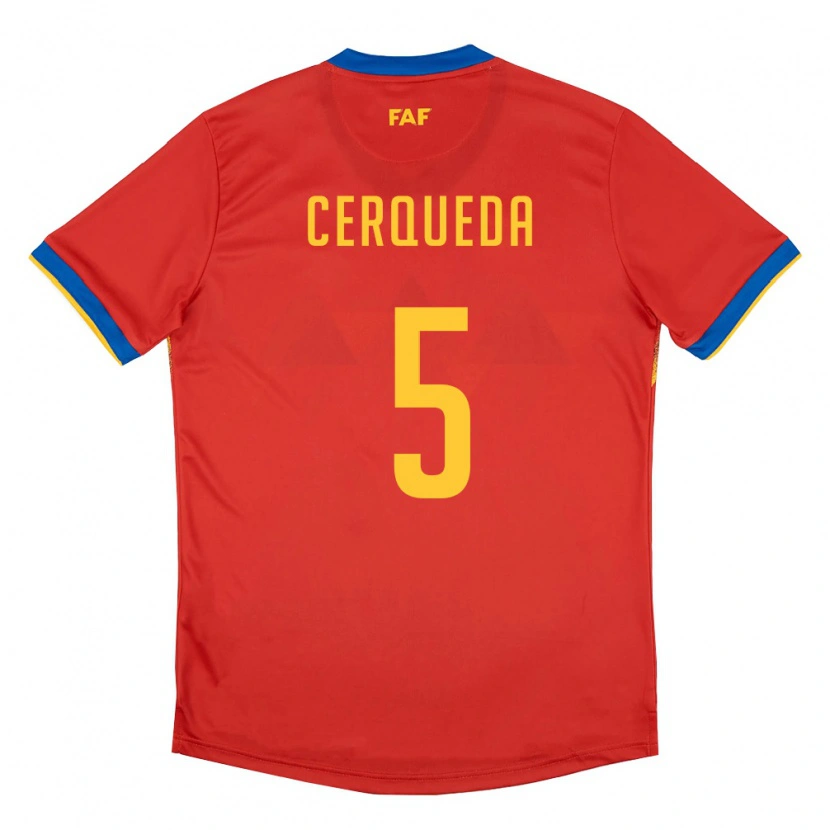 Danxen Män Andorra Eric Cerqueda #5 Röd Blå Gul Hemmatröja Matchtröjor 26-28 Tröjor T-Tröja