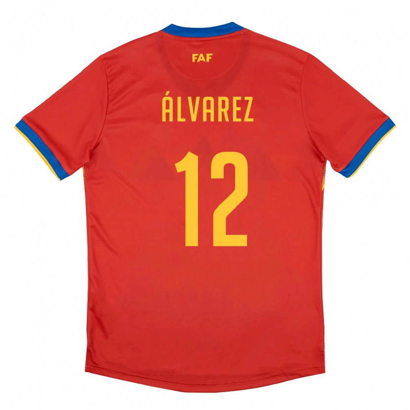 Danxen Män Andorra Iker Álvarez #12 Röd Blå Gul Hemmatröja Matchtröjor 26-28 Tröjor T-Tröja