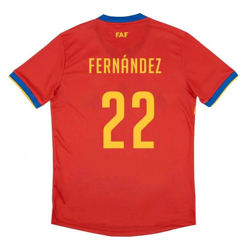 Danxen Män Andorra Lucas Fernández #22 Röd Blå Gul Hemmatröja Matchtröjor 26-28 Tröjor T-Tröja