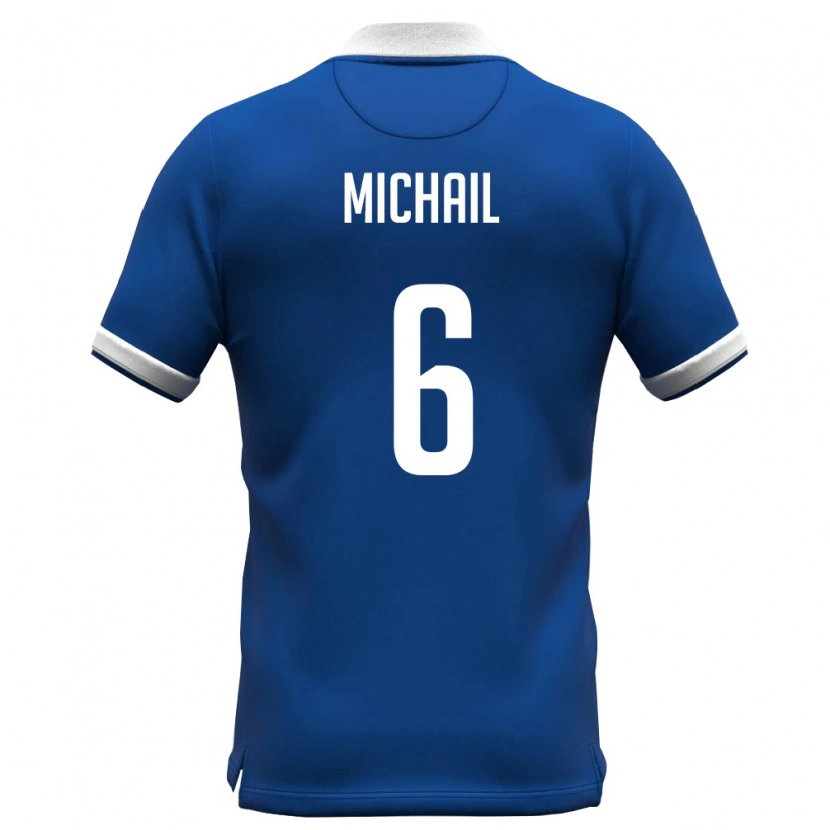 Danxen Män Cypern Georgios Michail #6 Kunglig Blå Vit Hemmatröja Matchtröjor 26-28 Tröjor T-Tröja