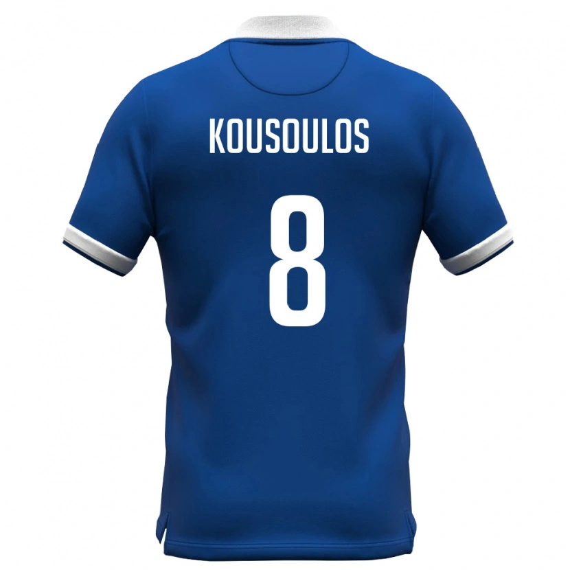 Danxen Män Cypern Ioannis Kousoulos #8 Kunglig Blå Vit Hemmatröja Matchtröjor 26-28 Tröjor T-Tröja