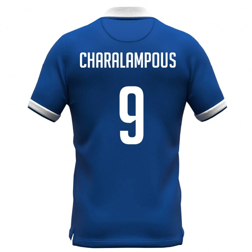 Danxen Män Cypern Evagoras Charalampous #9 Kunglig Blå Vit Hemmatröja Matchtröjor 26-28 Tröjor T-Tröja