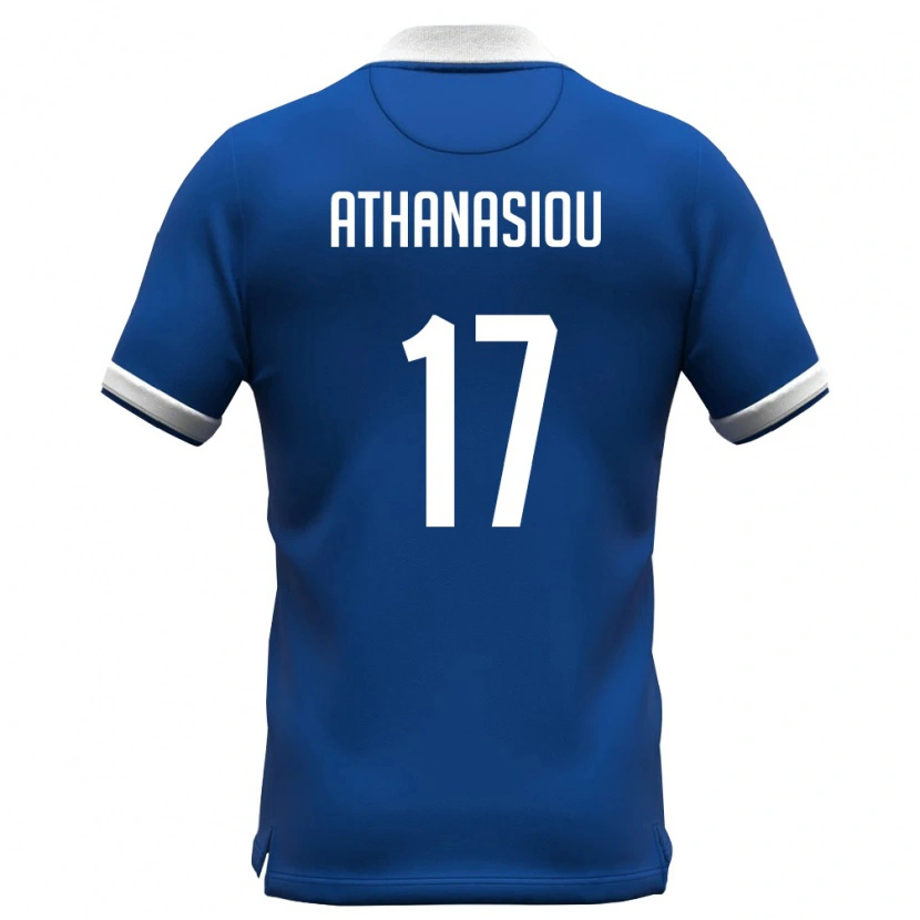 Danxen Män Cypern Andreas Athanasiou #17 Kunglig Blå Vit Hemmatröja Matchtröjor 26-28 Tröjor T-Tröja