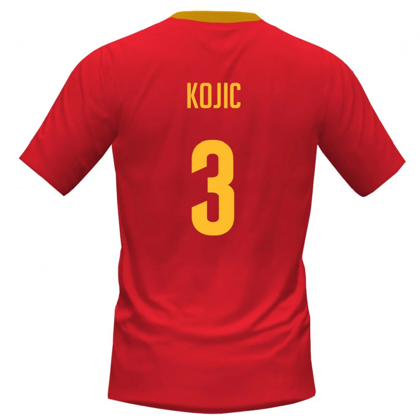 Danxen Män Montenegro Meldin Kojic #3 Röd Gul Hemmatröja Matchtröjor 26-28 Tröjor T-Tröja