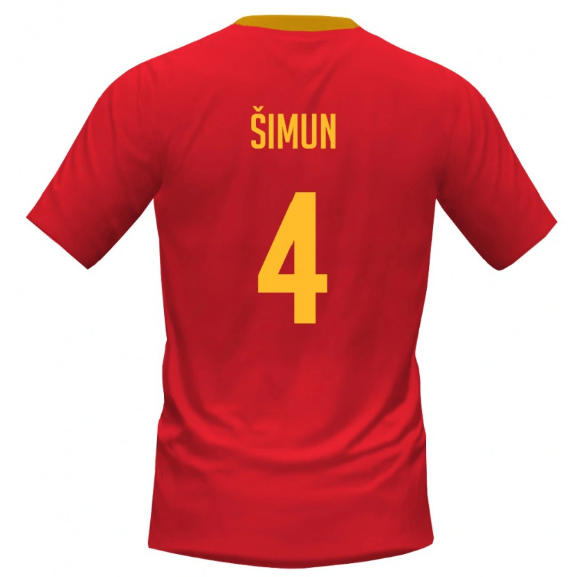 Danxen Män Montenegro Marko Simun #4 Röd Gul Hemmatröja Matchtröjor 26-28 Tröjor T-Tröja