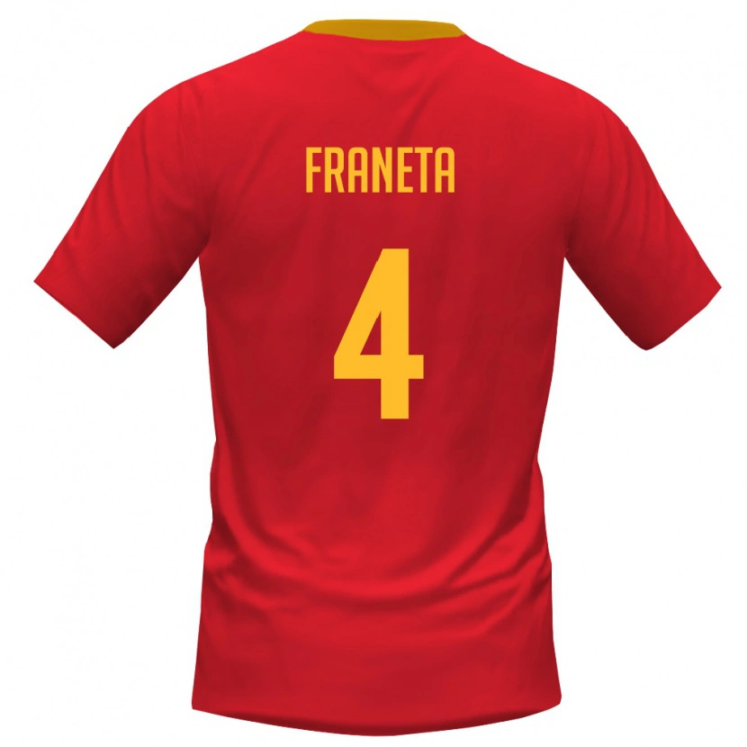 Danxen Män Montenegro Marko Franeta #4 Röd Gul Hemmatröja Matchtröjor 26-28 Tröjor T-Tröja