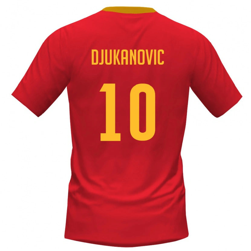 Danxen Män Montenegro Viktor Djukanovic #10 Röd Gul Hemmatröja Matchtröjor 26-28 Tröjor T-Tröja