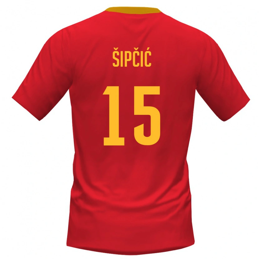 Danxen Män Montenegro Nikola Sipcic #15 Röd Gul Hemmatröja Matchtröjor 26-28 Tröjor T-Tröja