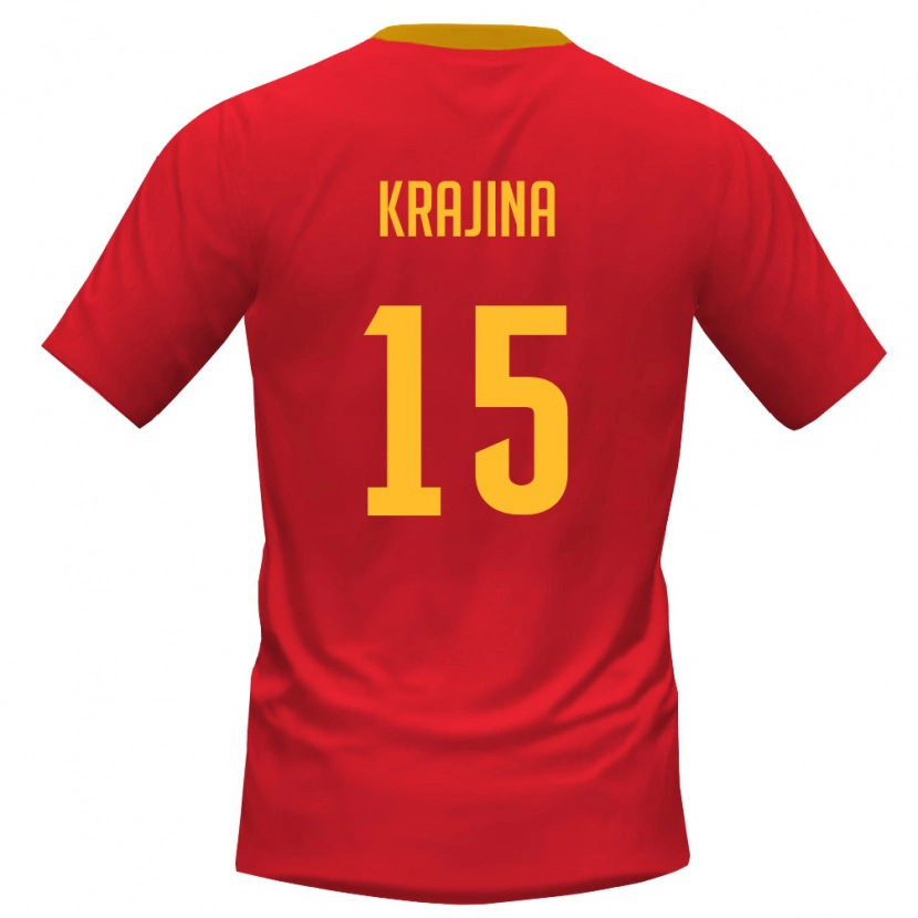 Danxen Män Montenegro Omar Krajina #15 Röd Gul Hemmatröja Matchtröjor 26-28 Tröjor T-Tröja
