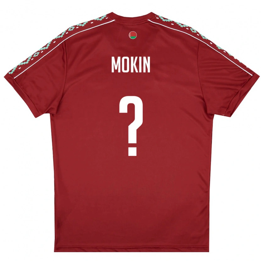 Danxen Män Belarus Mark Mokin #0 Djup Röd Vit Hemmatröja Matchtröjor 26-28 Tröjor T-Tröja