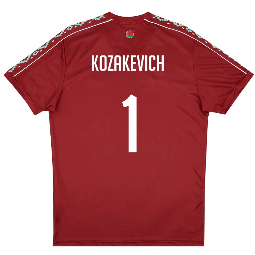 Danxen Män Belarus Mikhail Kozakevich #1 Djup Röd Vit Hemmatröja Matchtröjor 26-28 Tröjor T-Tröja