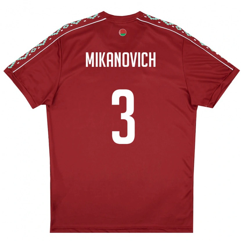 Danxen Män Belarus Erik Mikanovich #3 Djup Röd Vit Hemmatröja Matchtröjor 26-28 Tröjor T-Tröja