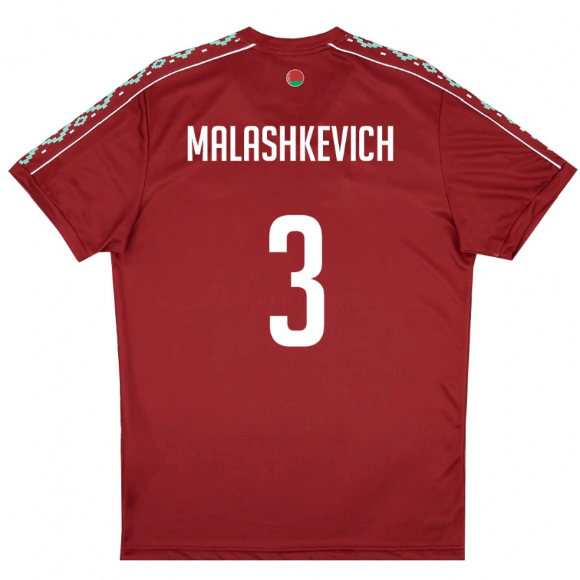 Danxen Män Belarus Dmitriy Malashkevich #3 Djup Röd Vit Hemmatröja Matchtröjor 26-28 Tröjor T-Tröja