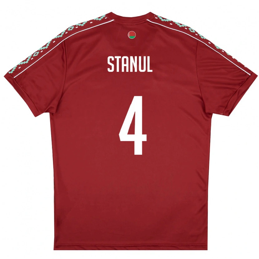Danxen Män Belarus Arseniy Stanul #4 Djup Röd Vit Hemmatröja Matchtröjor 26-28 Tröjor T-Tröja