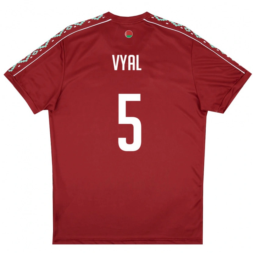 Danxen Män Belarus Anton Vyal #5 Djup Röd Vit Hemmatröja Matchtröjor 26-28 Tröjor T-Tröja