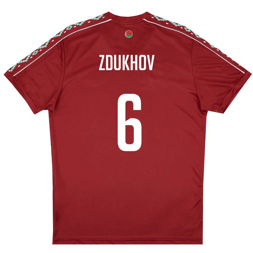 Danxen Män Belarus Roman Zdukhov #6 Djup Röd Vit Hemmatröja Matchtröjor 26-28 Tröjor T-Tröja