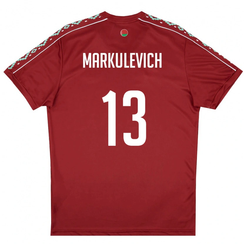Danxen Män Belarus Ilya Markulevich #13 Djup Röd Vit Hemmatröja Matchtröjor 26-28 Tröjor T-Tröja