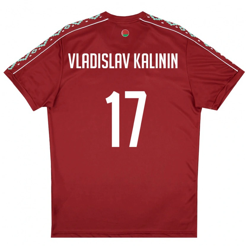 Danxen Män Belarus Vladislav Kalinin #17 Djup Röd Vit Hemmatröja Matchtröjor 26-28 Tröjor T-Tröja
