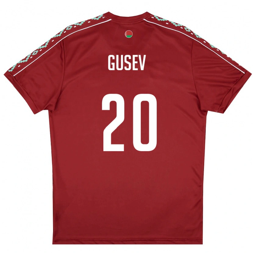 Danxen Män Belarus Bogdan Gusev #20 Djup Röd Vit Hemmatröja Matchtröjor 26-28 Tröjor T-Tröja