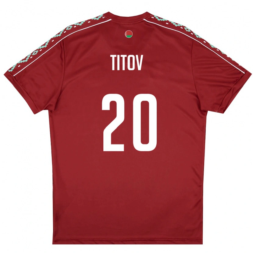 Danxen Män Belarus Marat Titov #20 Djup Röd Vit Hemmatröja Matchtröjor 26-28 Tröjor T-Tröja