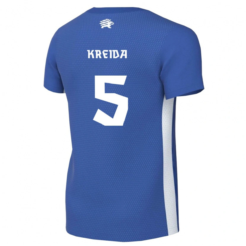 Danxen Män Estland Vladislav Kreida #5 Mörkblå Vit Hemmatröja Matchtröjor 26-28 Tröjor T-Tröja