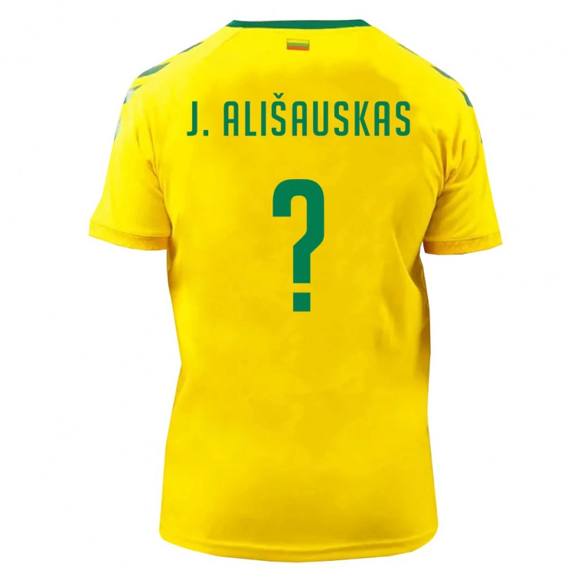 Danxen Män Litauen Jordanas Ališauskas #0 Gul Grön Hemmatröja Matchtröjor 26-28 Tröjor T-Tröja