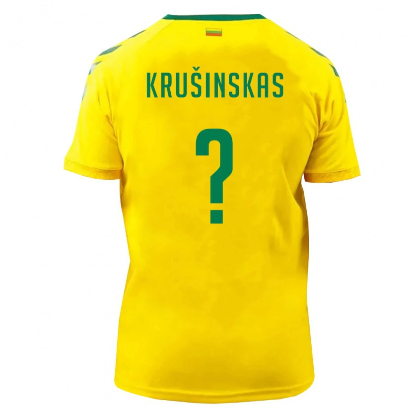 Danxen Män Litauen Arijus Krušinskas #0 Gul Grön Hemmatröja Matchtröjor 26-28 Tröjor T-Tröja