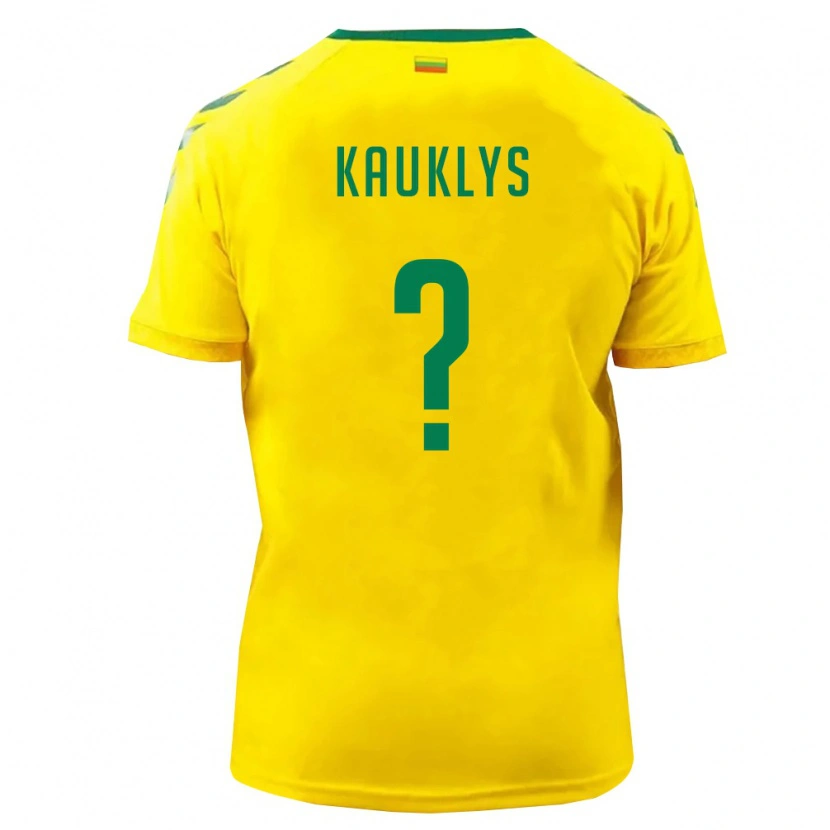 Danxen Män Litauen Patrikas Kauklys #0 Gul Grön Hemmatröja Matchtröjor 26-28 Tröjor T-Tröja
