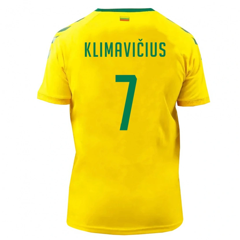 Danxen Män Litauen Nedas Klimavičius #7 Gul Grön Hemmatröja Matchtröjor 26-28 Tröjor T-Tröja