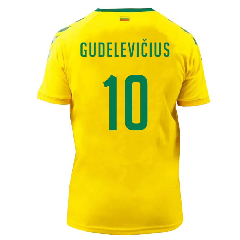 Danxen Män Litauen Ernestas Gudelevičius #10 Gul Grön Hemmatröja Matchtröjor 26-28 Tröjor T-Tröja