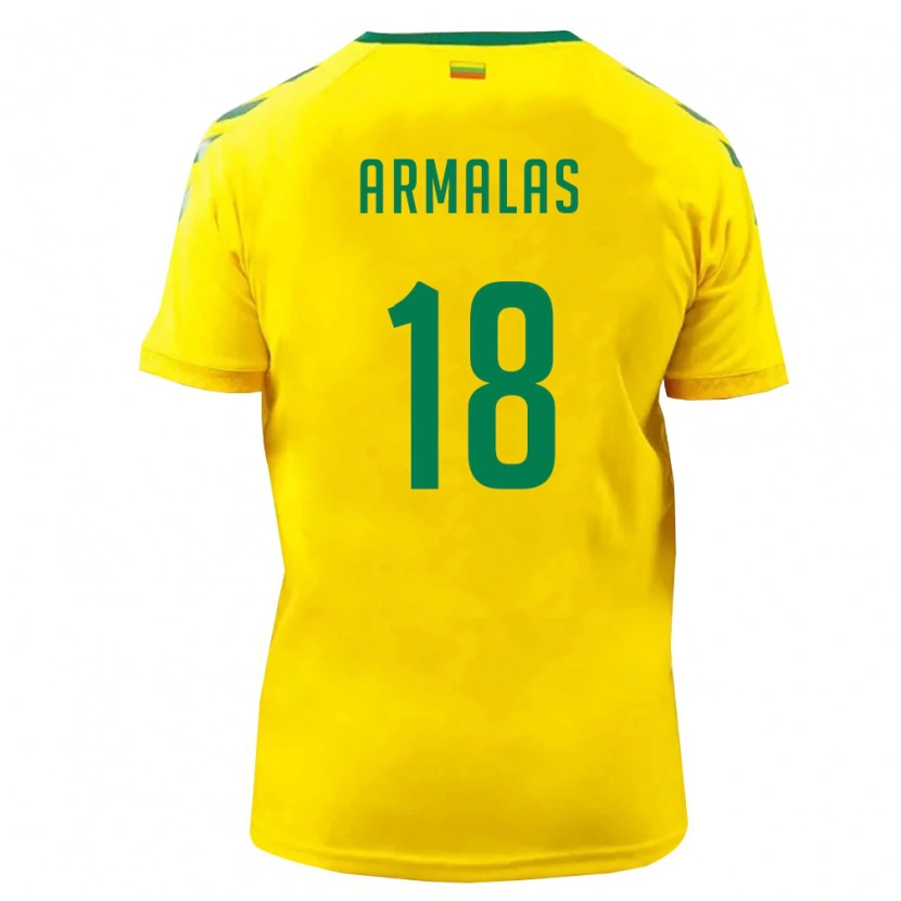 Danxen Män Litauen Vilius Armalas #18 Gul Grön Hemmatröja Matchtröjor 26-28 Tröjor T-Tröja