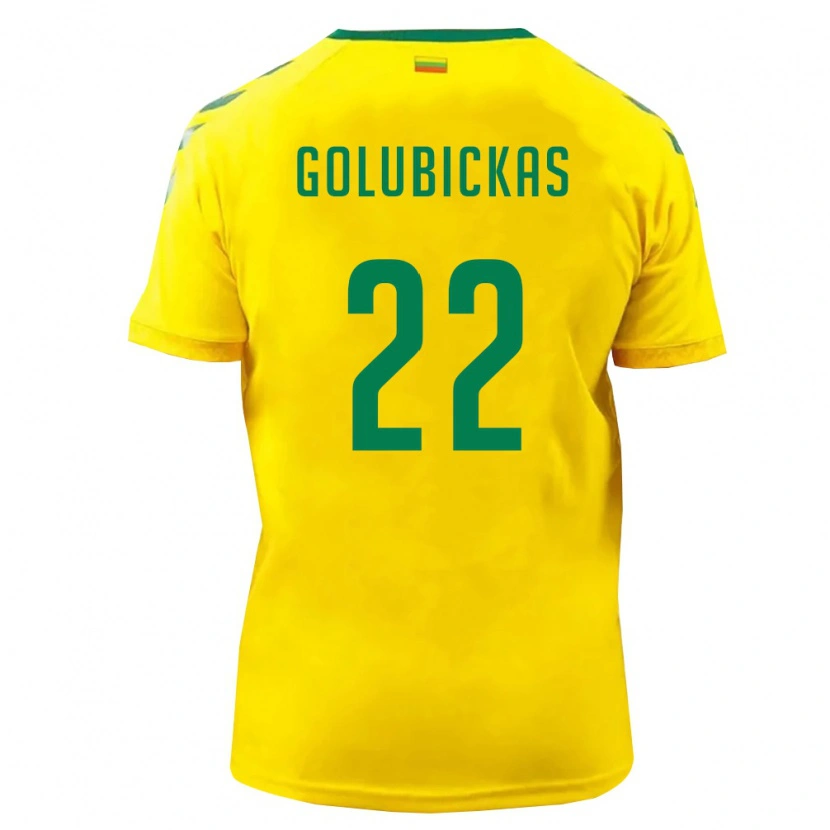 Danxen Män Litauen Paulius Golubickas #22 Gul Grön Hemmatröja Matchtröjor 26-28 Tröjor T-Tröja