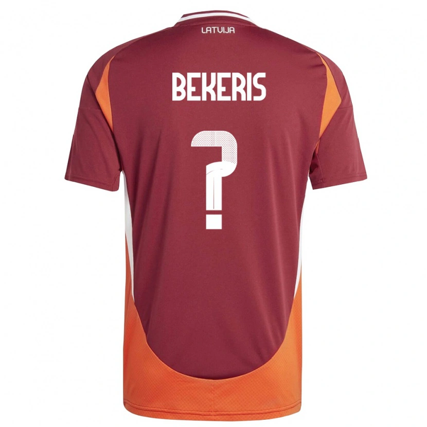 Danxen Män Lettland Olivers Bekeris #0 Djup Röd Vit Orange Hemmatröja Matchtröjor 26-28 Tröjor T-Tröja