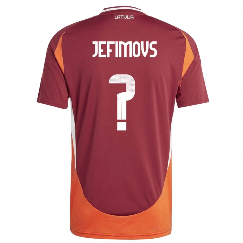 Danxen Män Lettland Glebs Jefimovs #0 Djup Röd Vit Orange Hemmatröja Matchtröjor 26-28 Tröjor T-Tröja