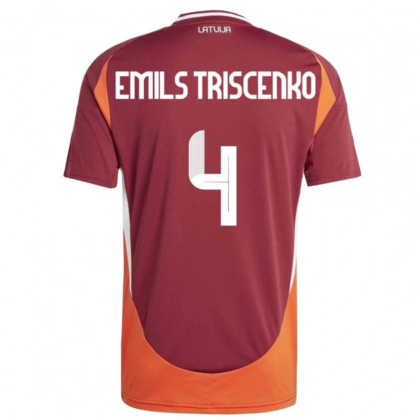 Danxen Män Lettland Valters Emils Triscenko #4 Djup Röd Vit Orange Hemmatröja Matchtröjor 26-28 Tröjor T-Tröja