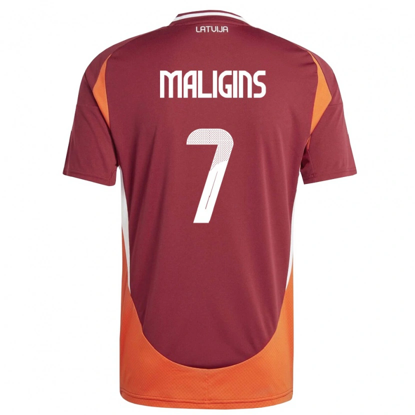 Danxen Män Lettland Zahars Maligins #7 Djup Röd Vit Orange Hemmatröja Matchtröjor 26-28 Tröjor T-Tröja